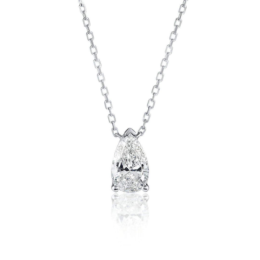 0.7ct Pear Diamond Pendant White Gold