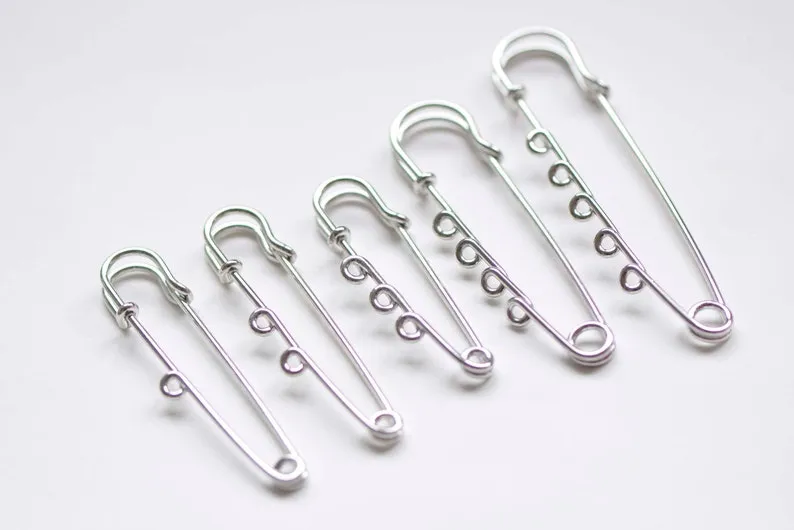 10 pcs Platinum Silvery Gray Kilt Pin Safety Pins Broochs One/Two/Three/Four/Five Loops