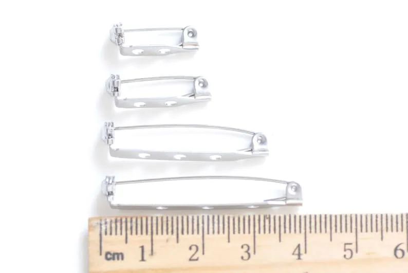 10 pcs Stainless Steel Brooch Back Bar Safety Pins 17mm/20mm/25mm/32mm/40mm
