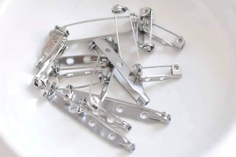 10 pcs Stainless Steel Brooch Back Bar Safety Pins 17mm/20mm/25mm/32mm/40mm