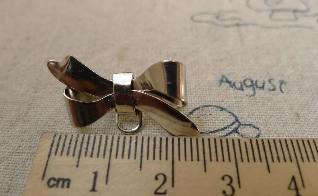 10 pcs White Gold Tone  Bow Safety Pin Brooch  A6263
