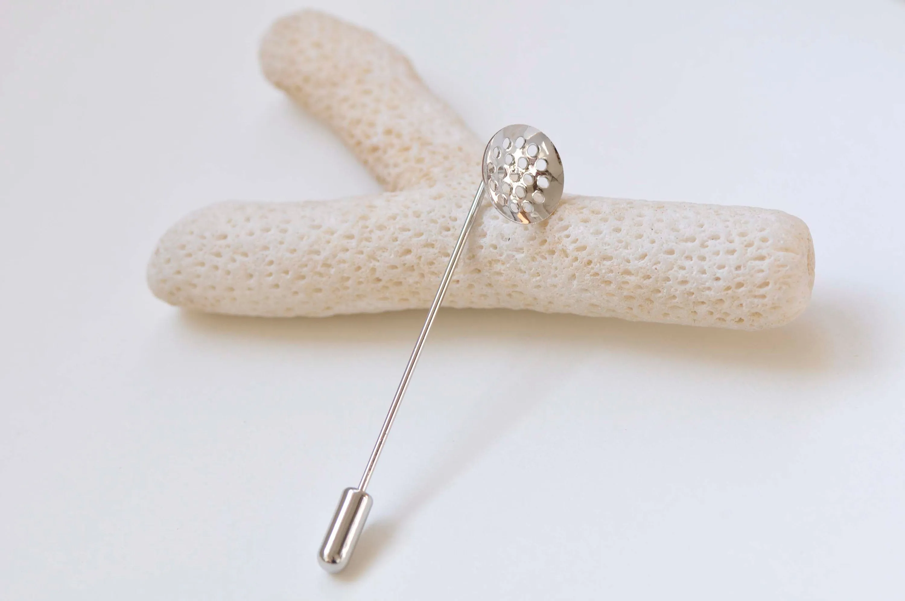 10 Sets Stick Pin Clutch Brooch Multiple Hole Bezel Cup Size 12mm