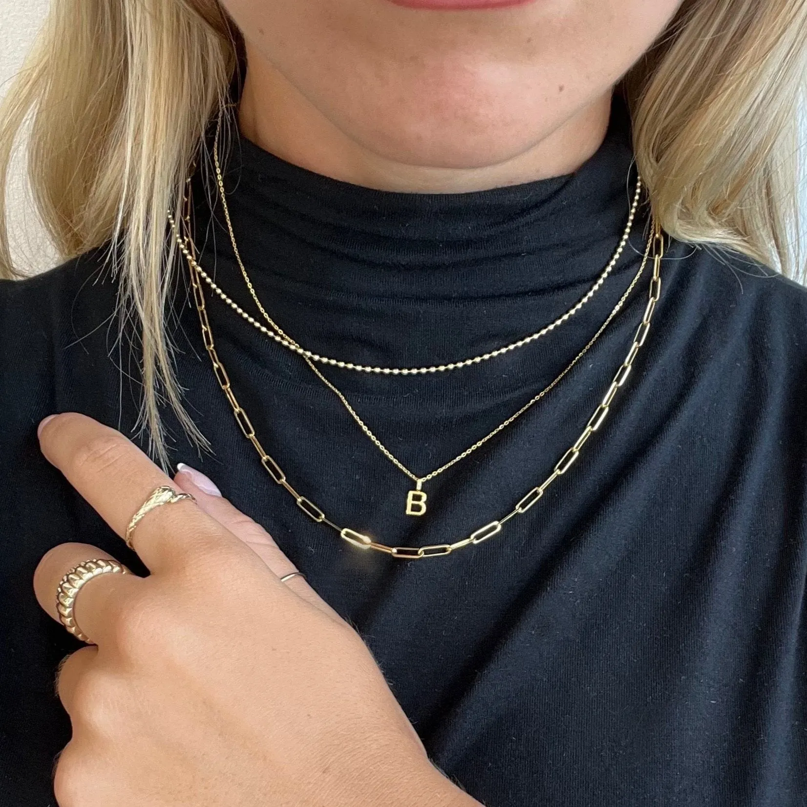 10k Gold Mini Plain Initial Necklace