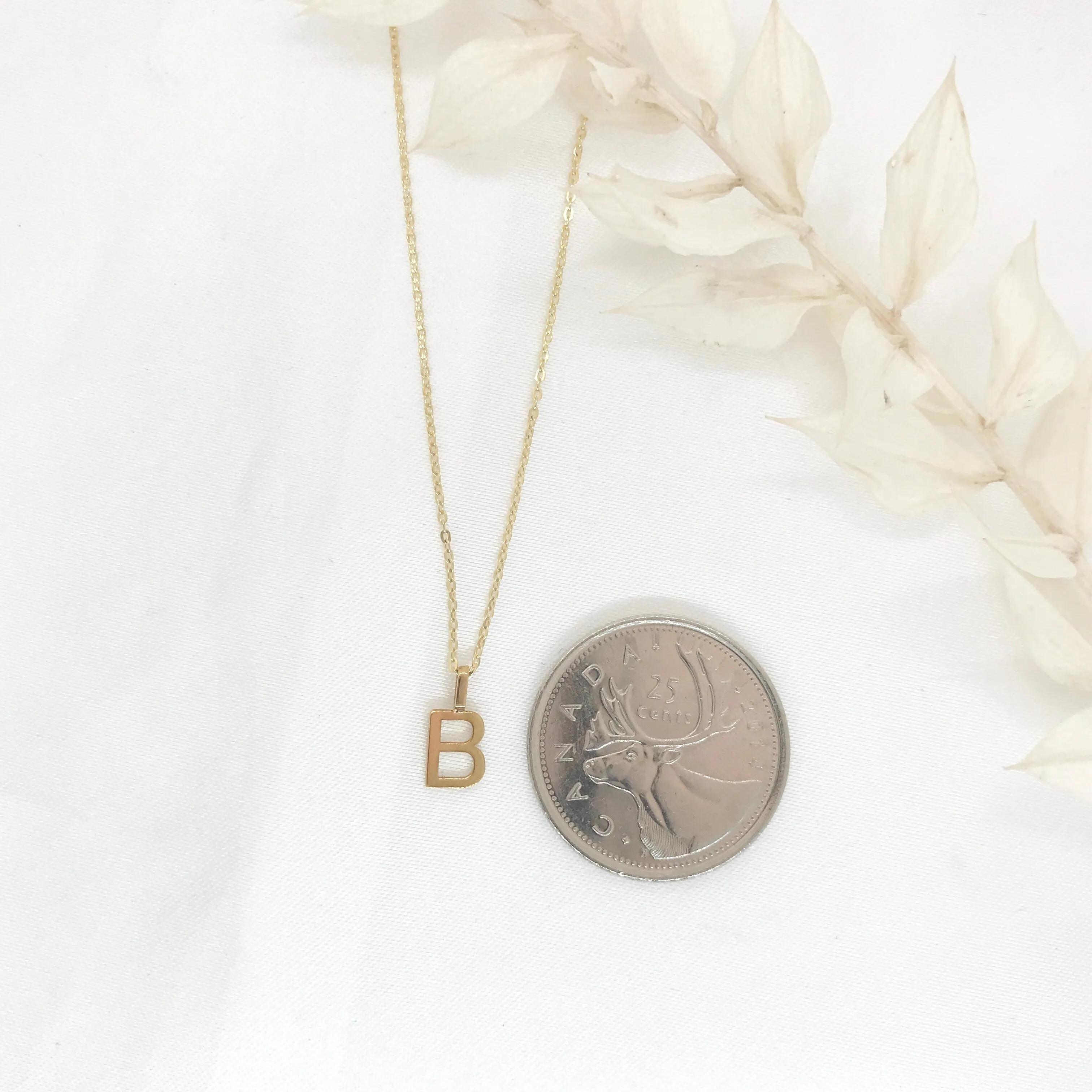 10k Gold Mini Plain Initial Necklace