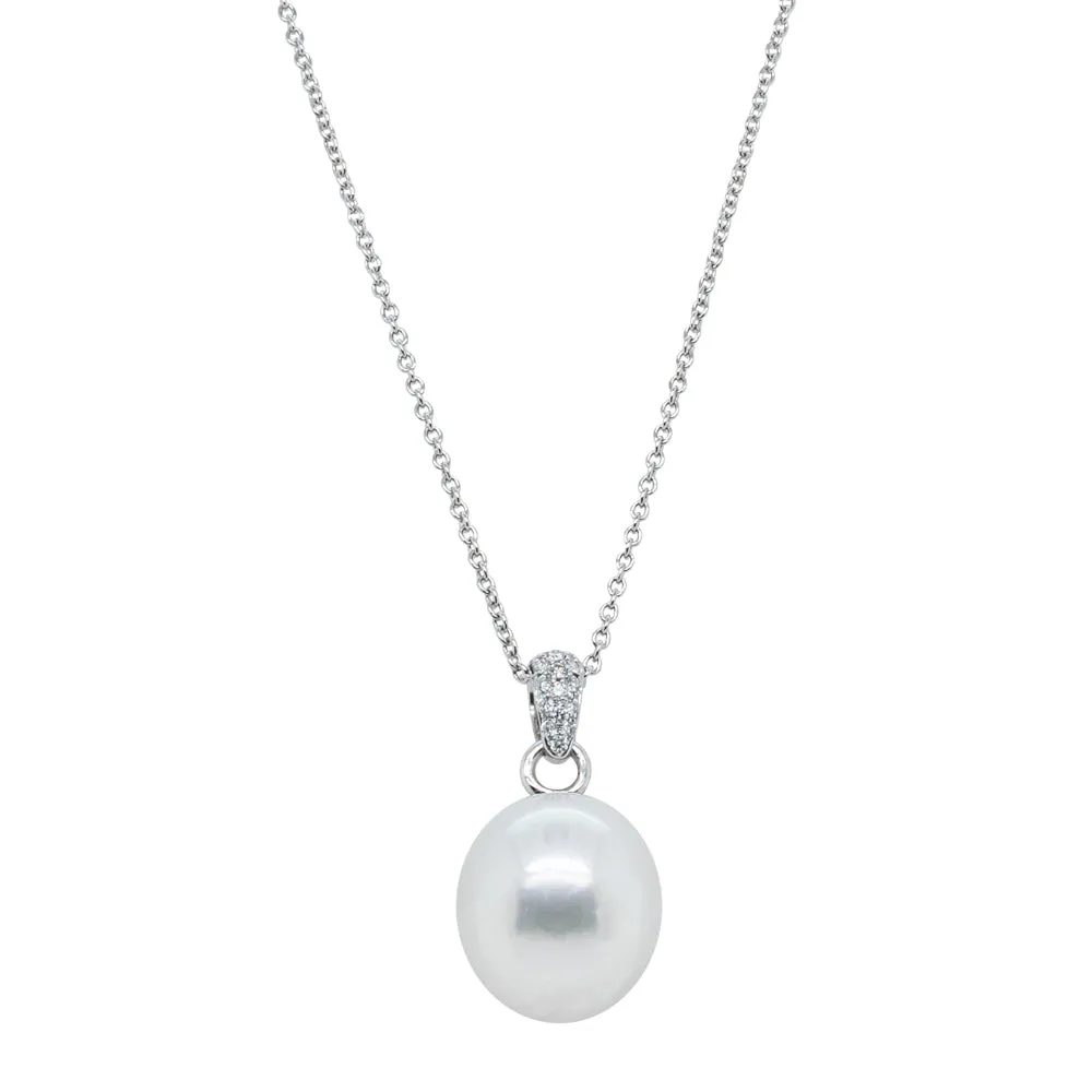 18ct White Gold South Sea Pearl & Diamond Pendant