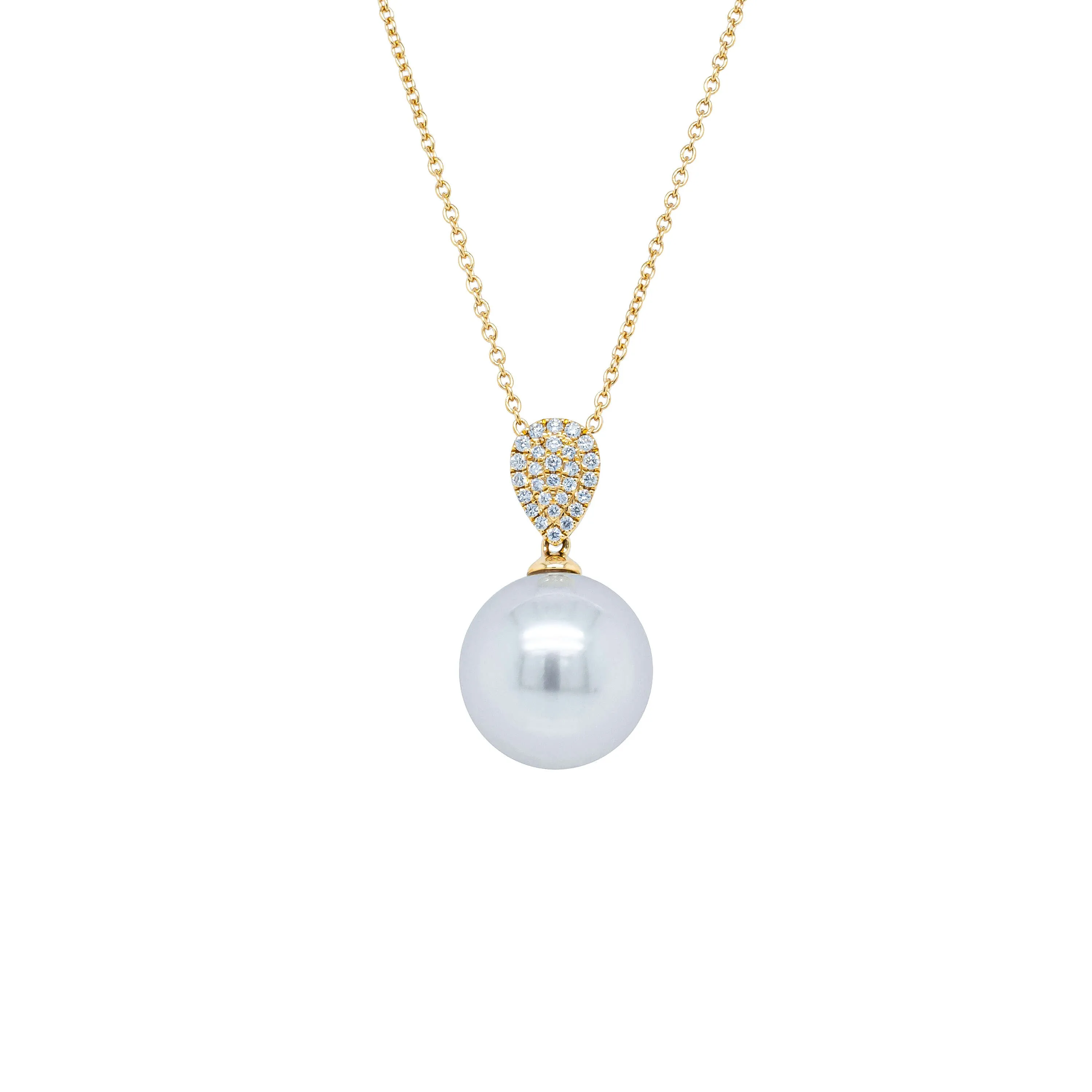 18ct Yellow Gold 13.6mm South Sea Pearl & Diamond Aegean Pendant