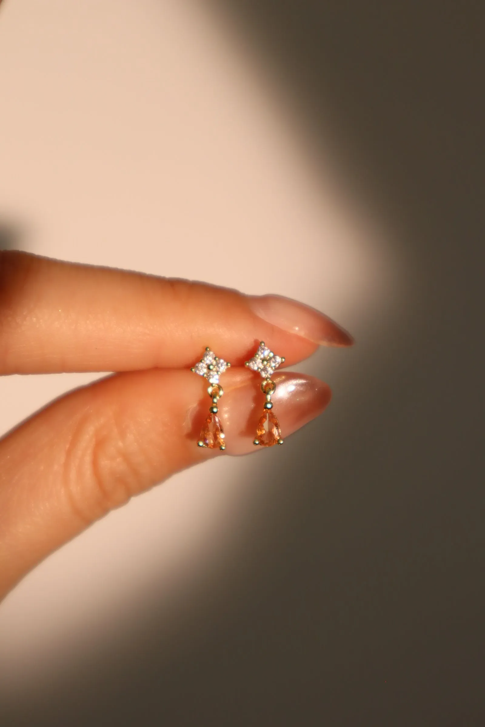 18K Real Gold Plated Lucky Leaf Droplet Earrings
