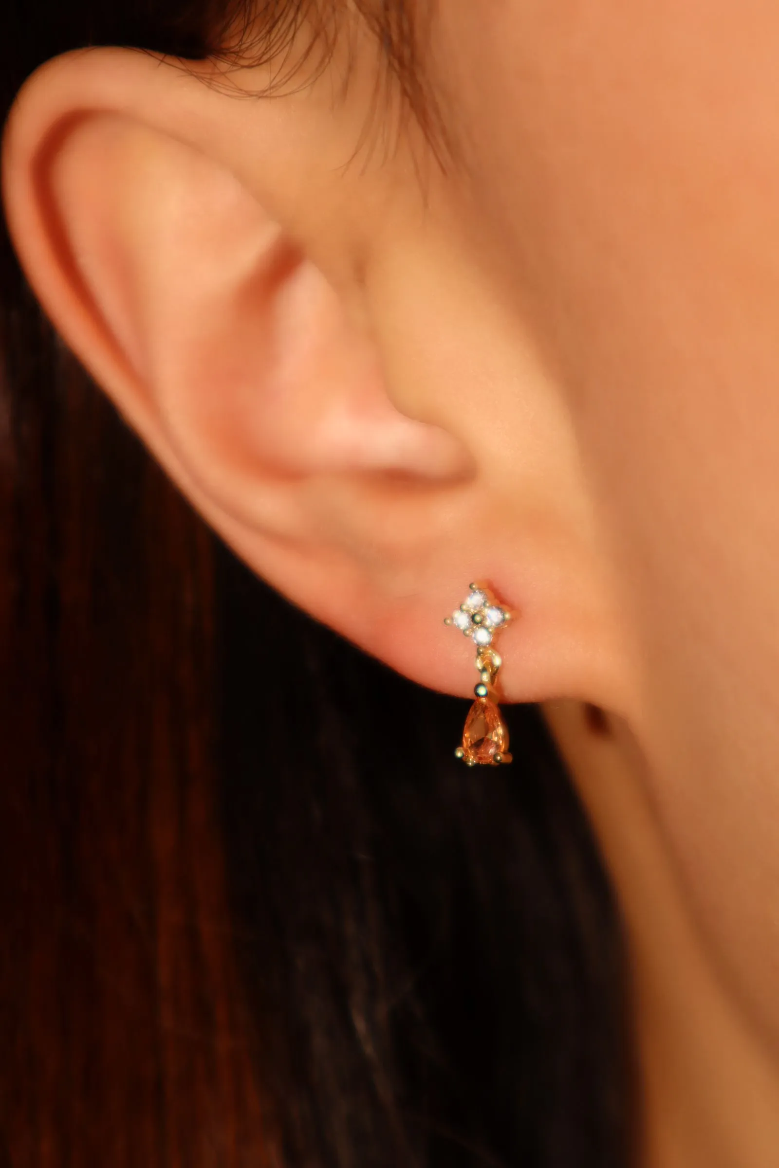 18K Real Gold Plated Lucky Leaf Droplet Earrings