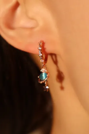 18K Rose Gold Plated Saturn Star Hoop Earrings
