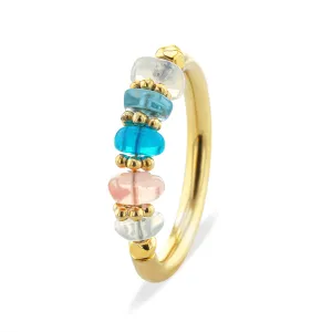 18k yellow gold ring assembled with Opal and Apatite