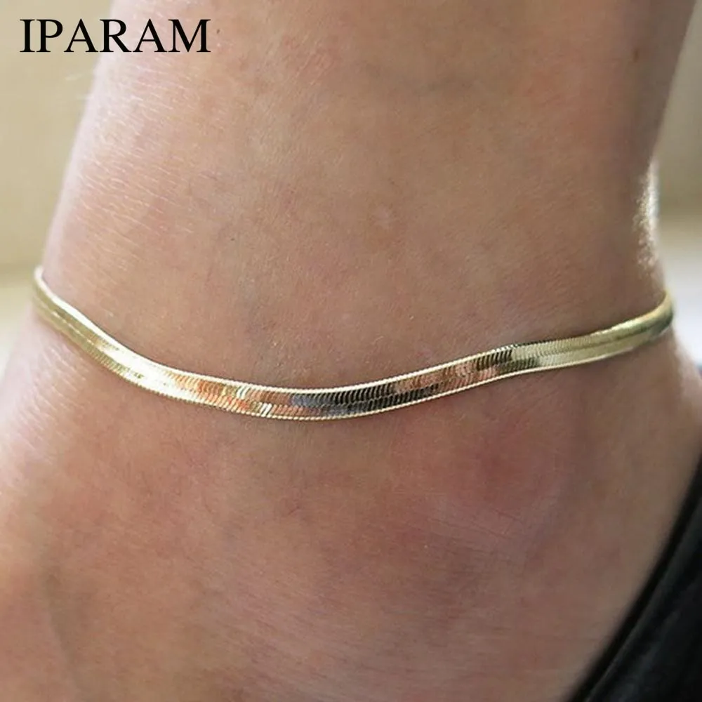 2019 New Fashion Accessories Jewelry gold chain anklet, Herringbone adjustable charm anklet,ankle leg bracelet,foot jewelry