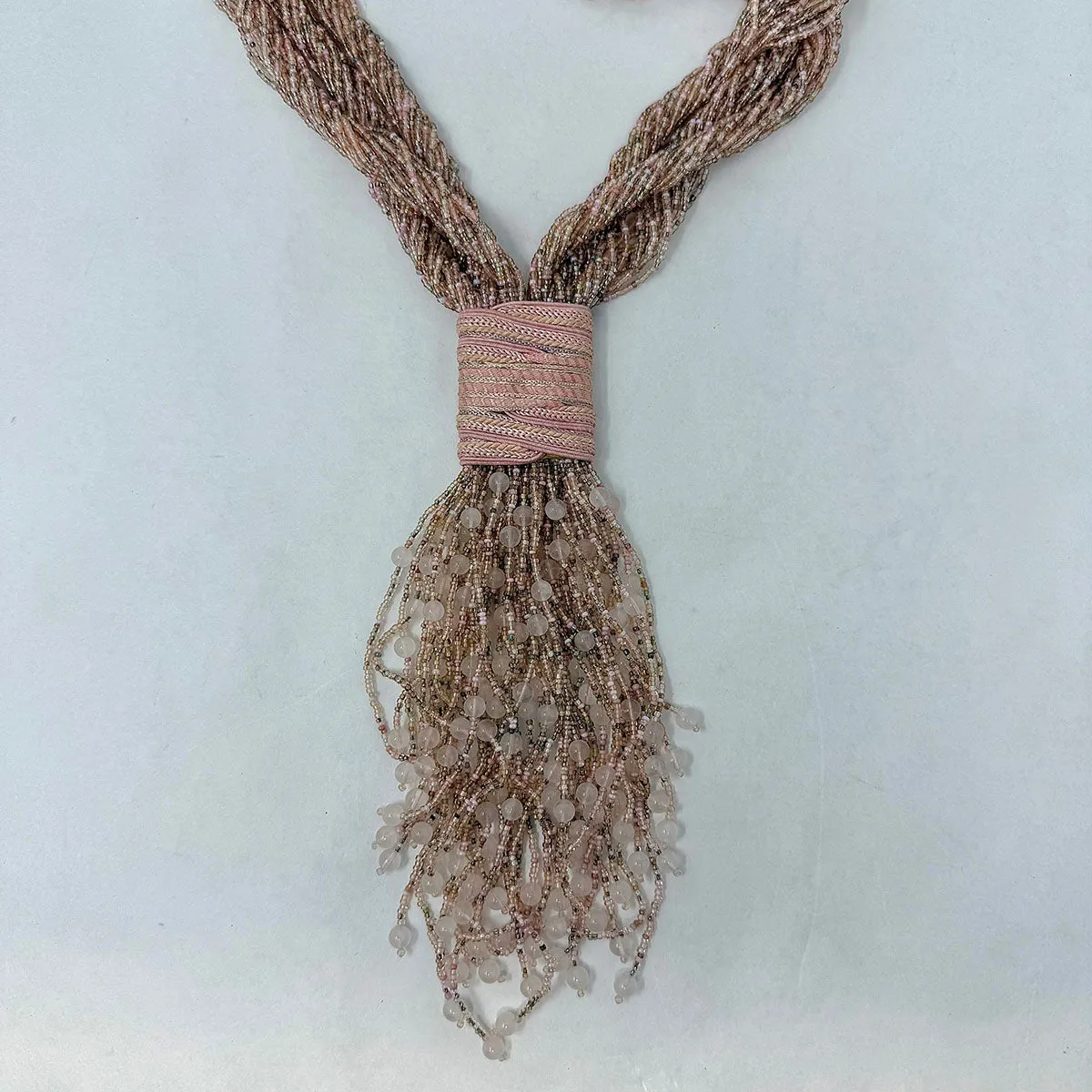 3 Strand Twisted Fringe Bead Necklace