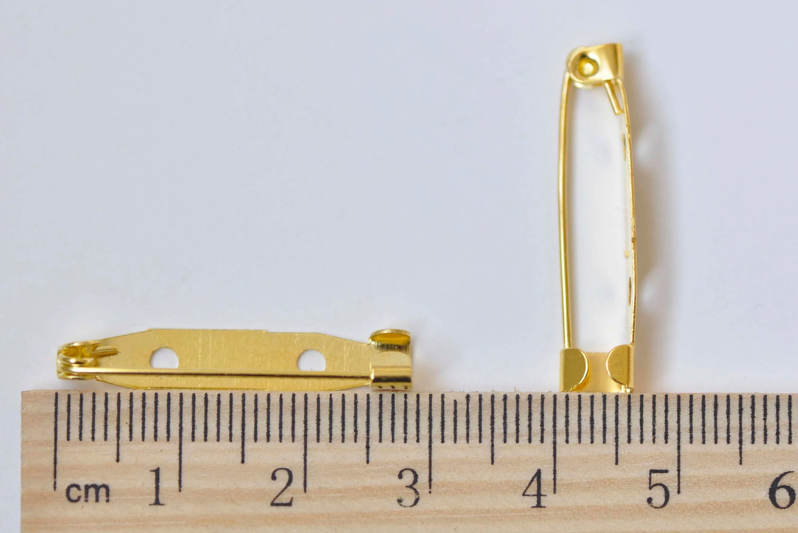 50 pcs Shiny Gold Brooch Back Base Bar Pins Findings 2 Holes 29mm A2367