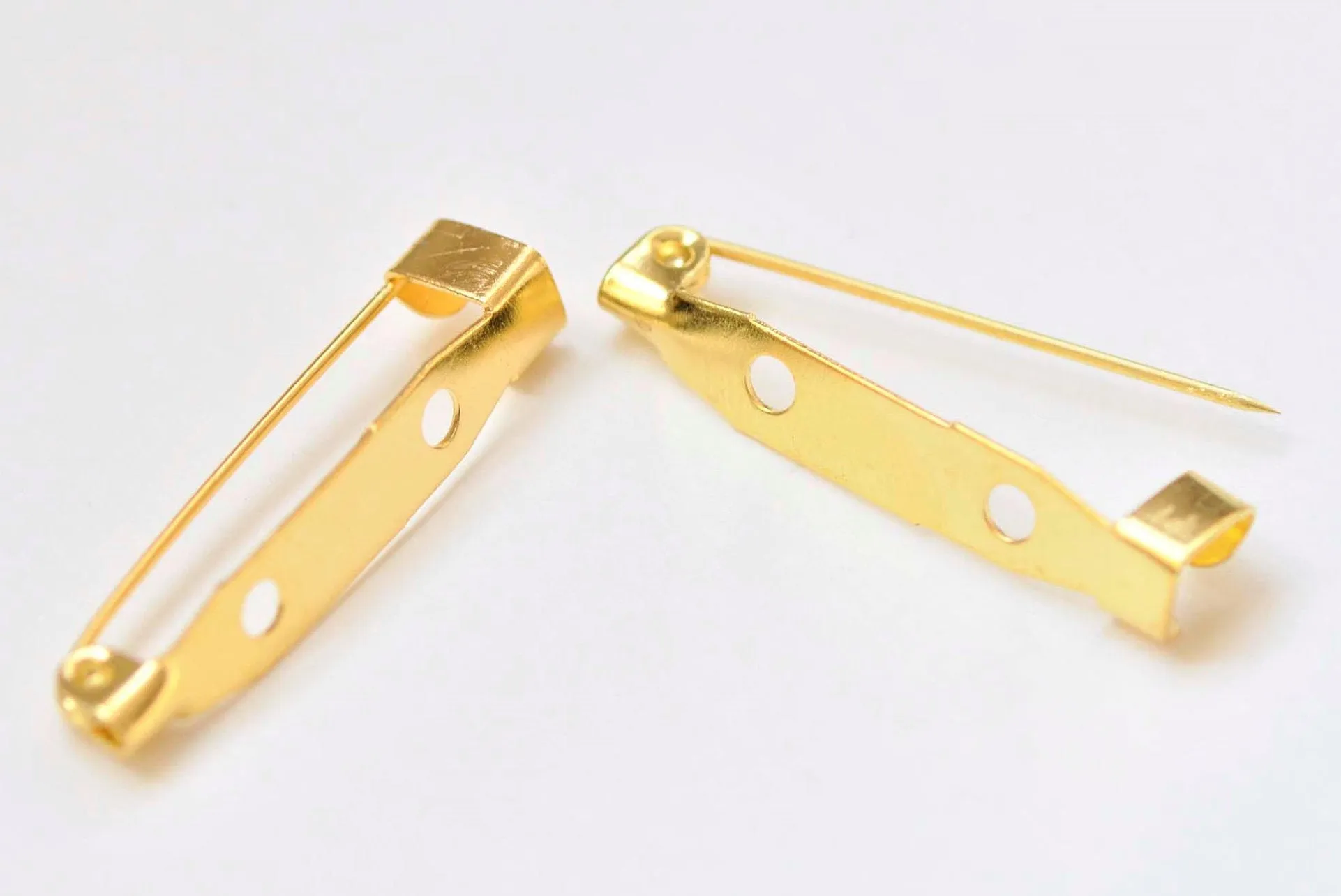 50 pcs Shiny Gold Brooch Back Base Bar Pins Findings 2 Holes 29mm A2367