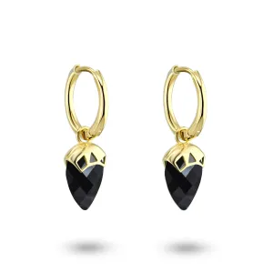 925 Silver earrings with 18k yellow gold plating and black onyx