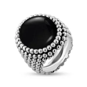925 Silver Plated Ring Assembled with Black Onyx
