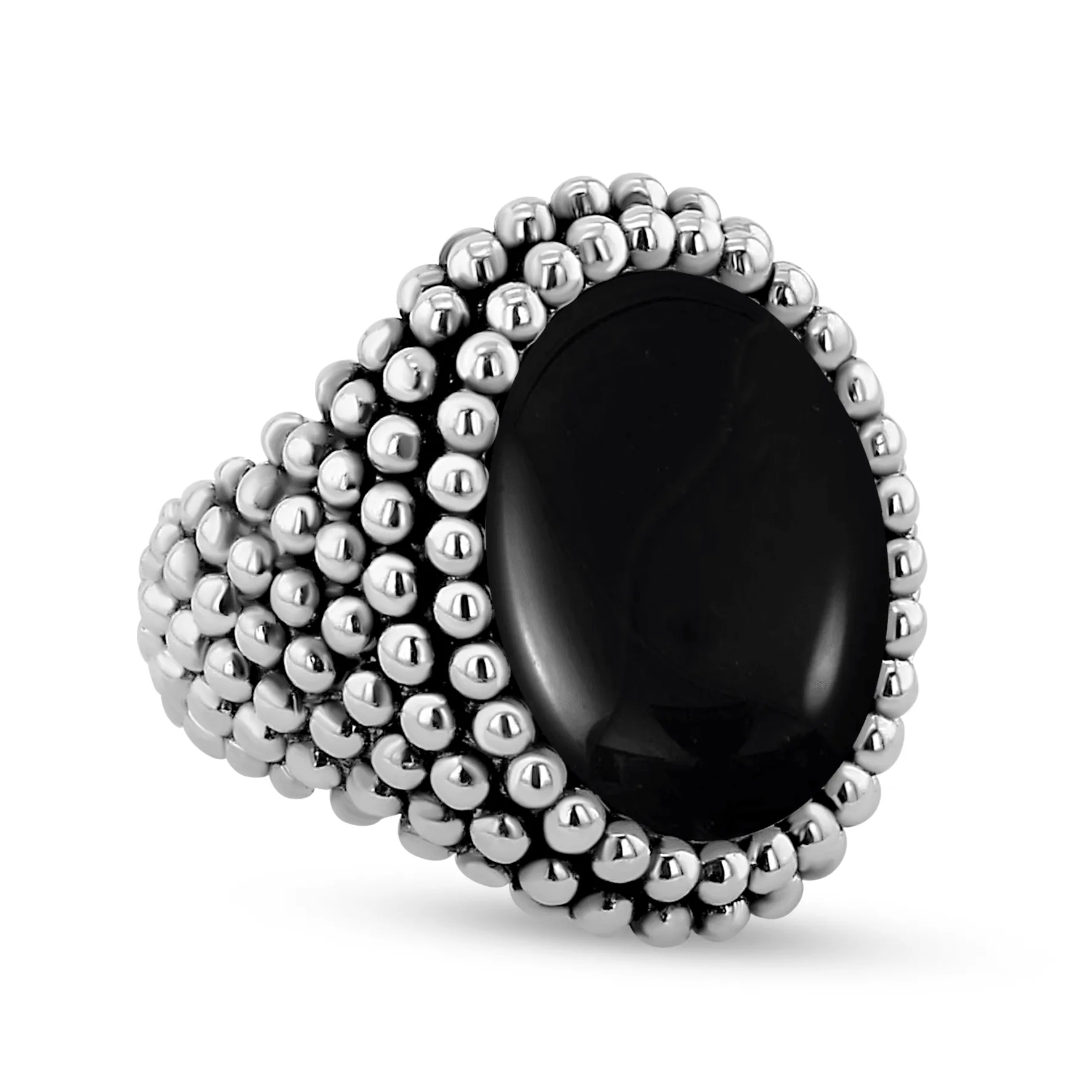 925 Silver Plated Ring Assembled with Black Onyx