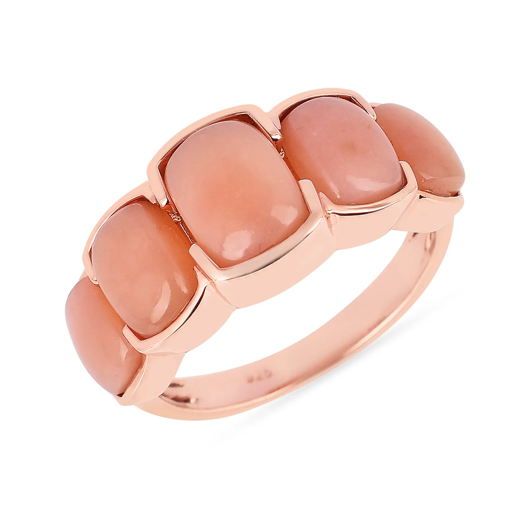 925 Silver Ring with 18k Rose Gold Plating and Opal Assembly