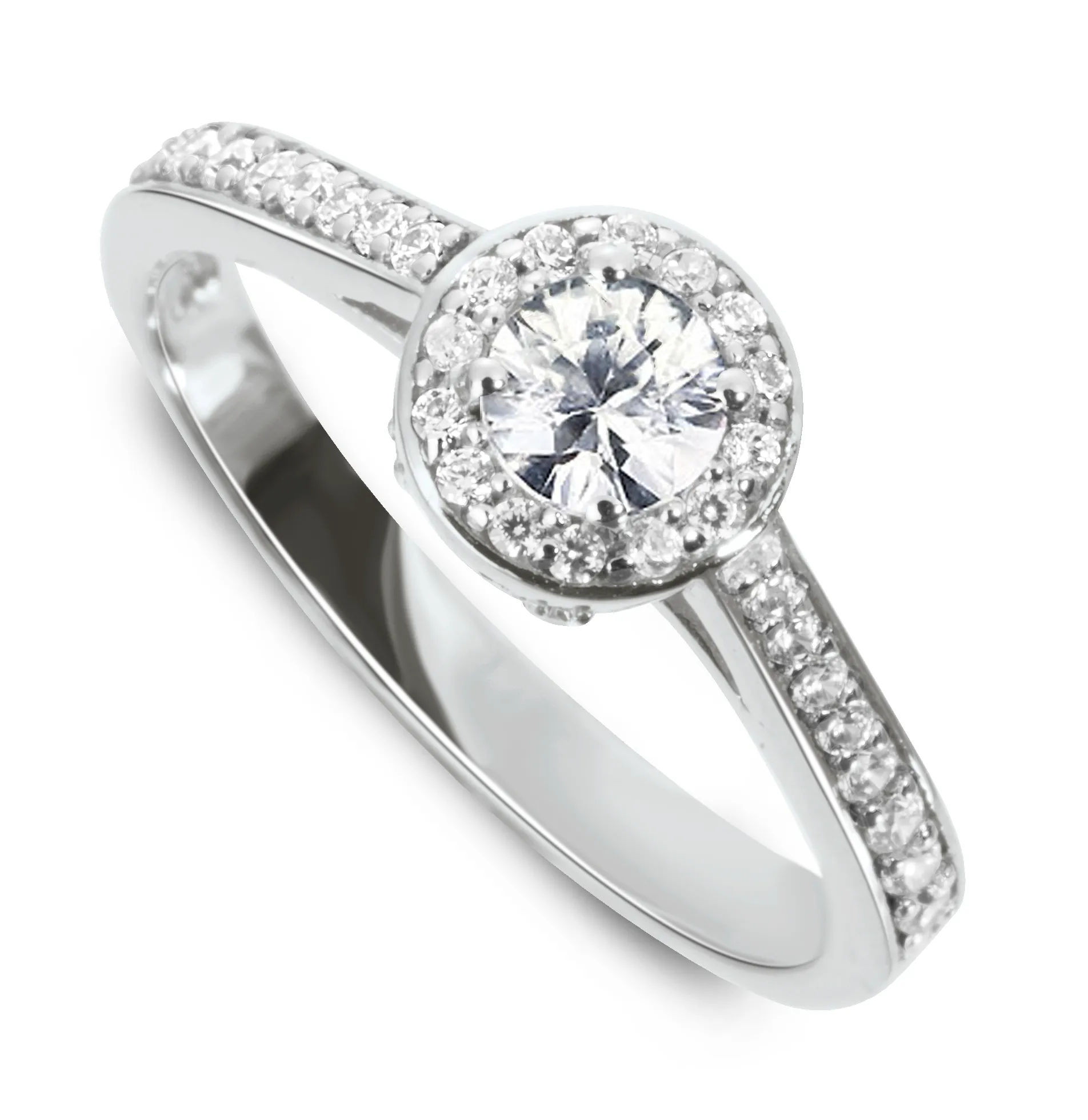 9k White Gold Ring Set with HSI Diamond and White Topaz