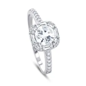 9k White Gold Ring Set with HSI Diamond and White Topaz