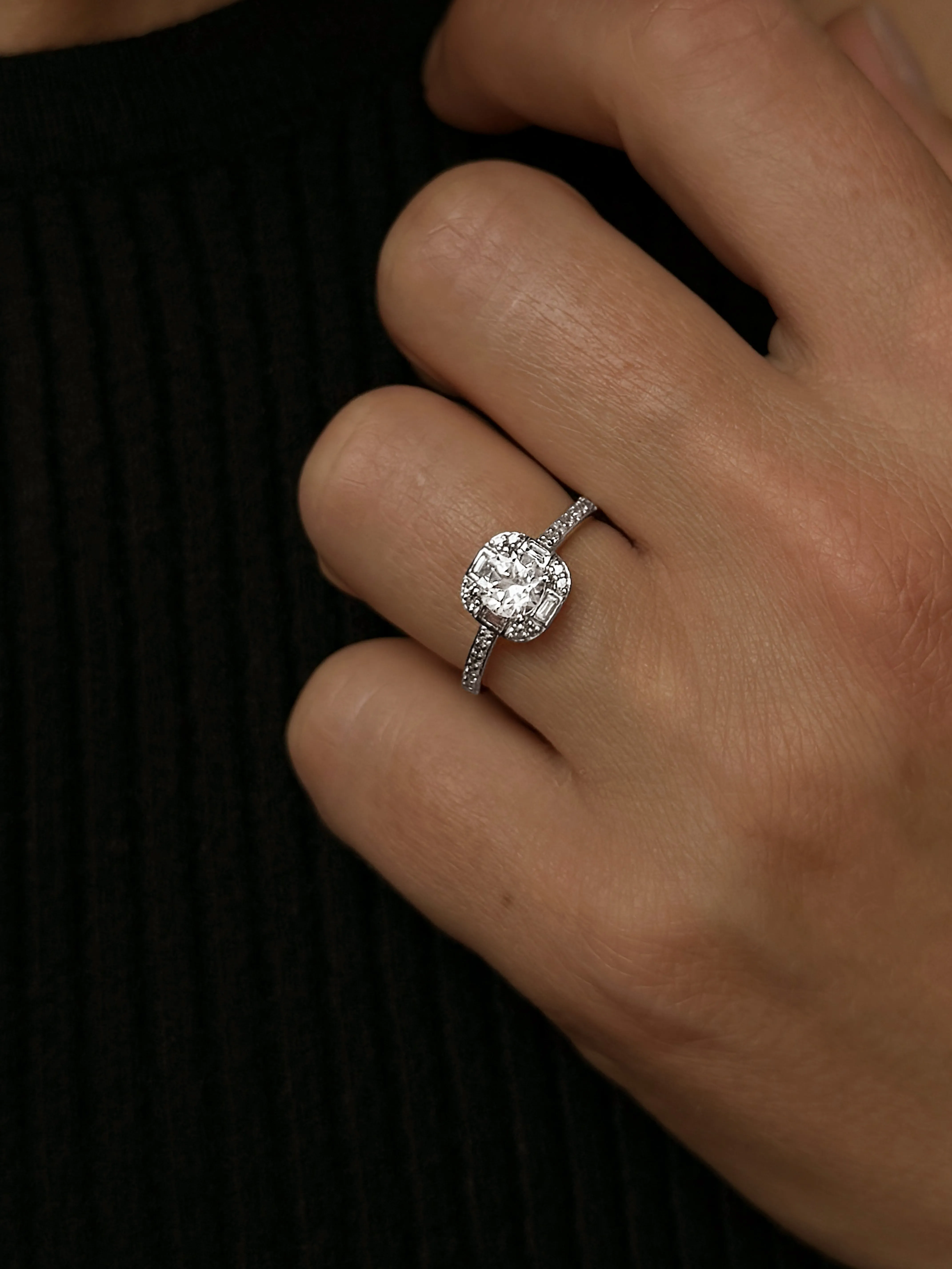 9k White Gold Ring Set with HSI Diamond and White Topaz
