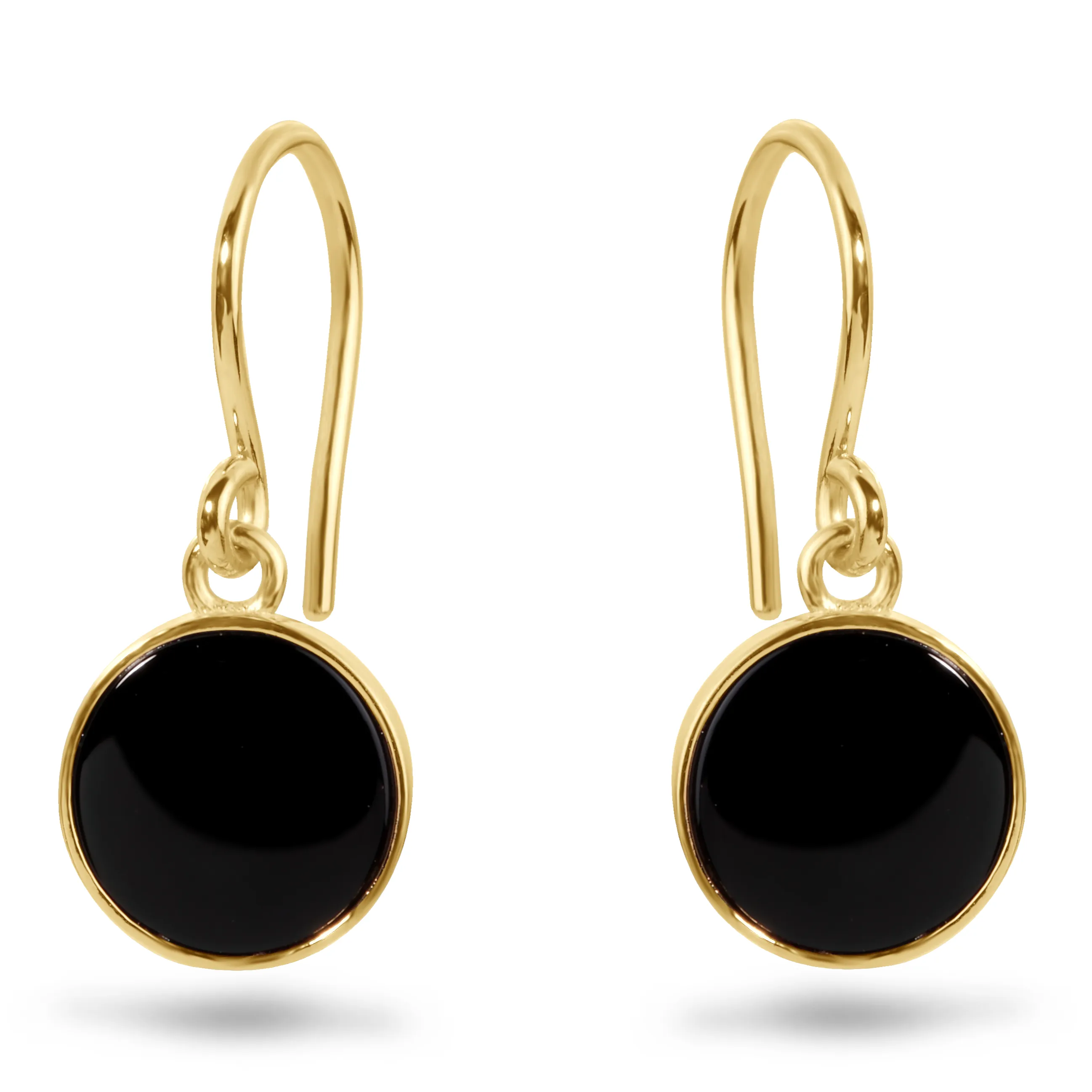 9k Yellow Gold Earrings Assembled with Black Onyx