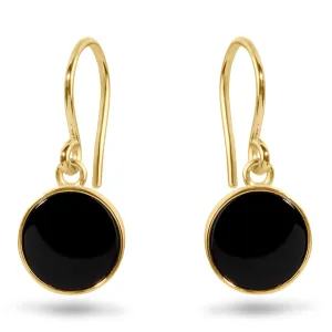 9k Yellow Gold Earrings Assembled with Black Onyx