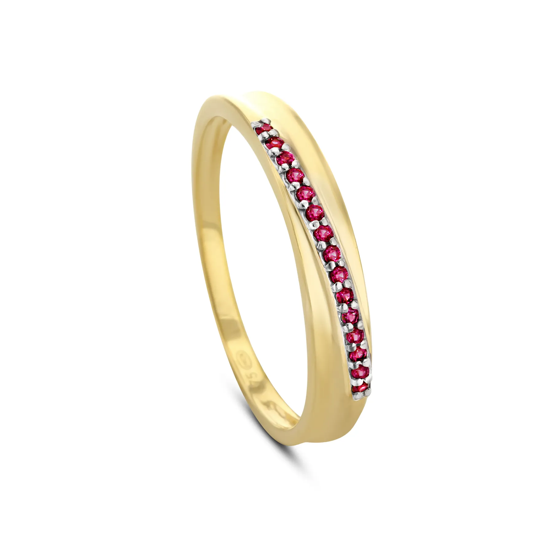 9k Yellow Gold Ring Set with Rubies
