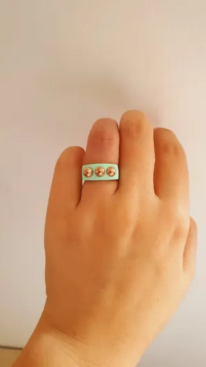 Adjustable Mint S Globe Ring in 925 Sterling Silver