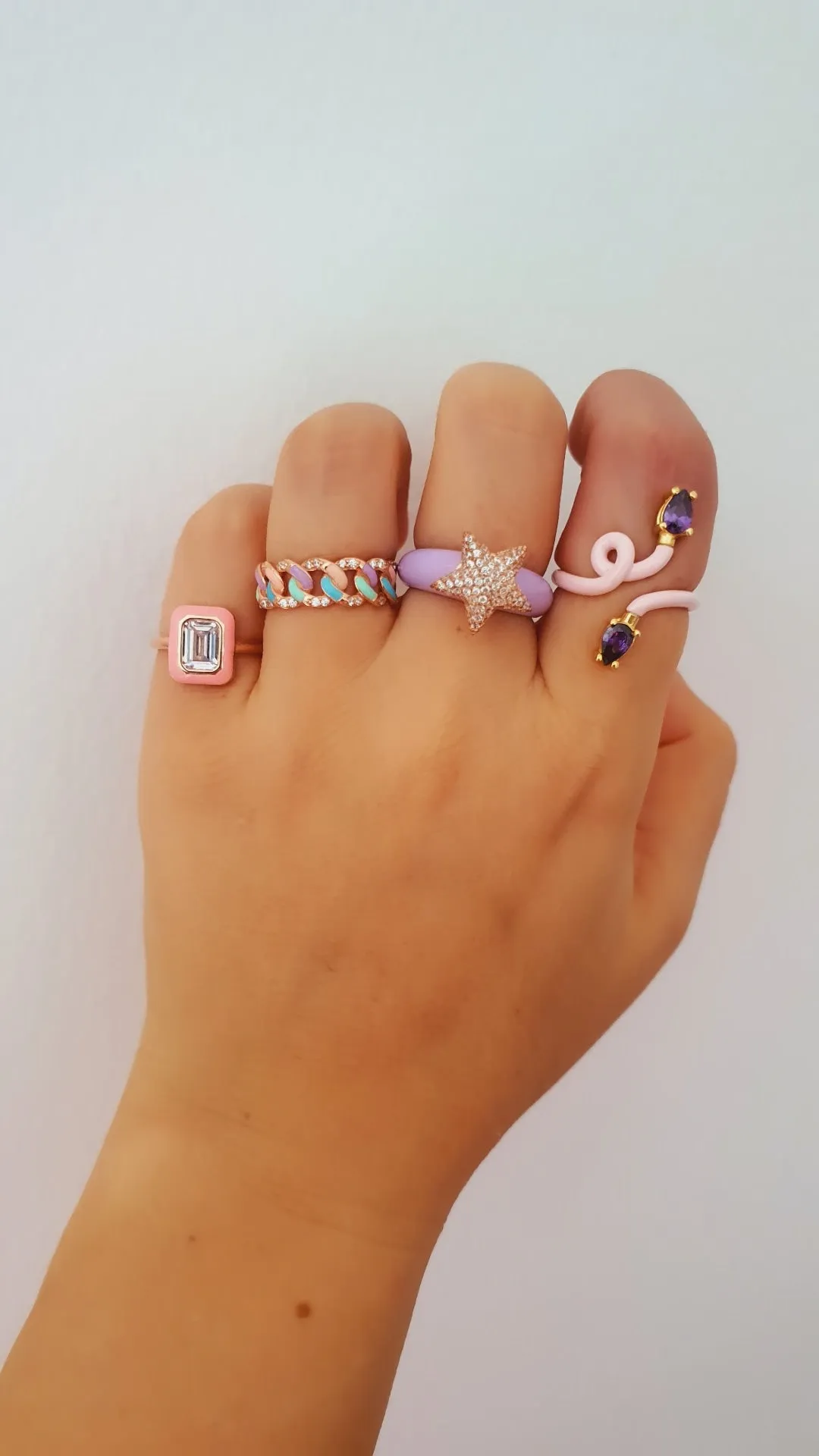 Adjustable Pink Nikos Ring in 925 Sterling Silver