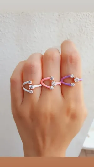 Adjustable Three Stones Ring in 925 Sterling Silver