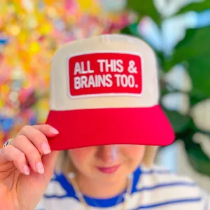 All This And Brains Trucker Hat - Red/Cream
