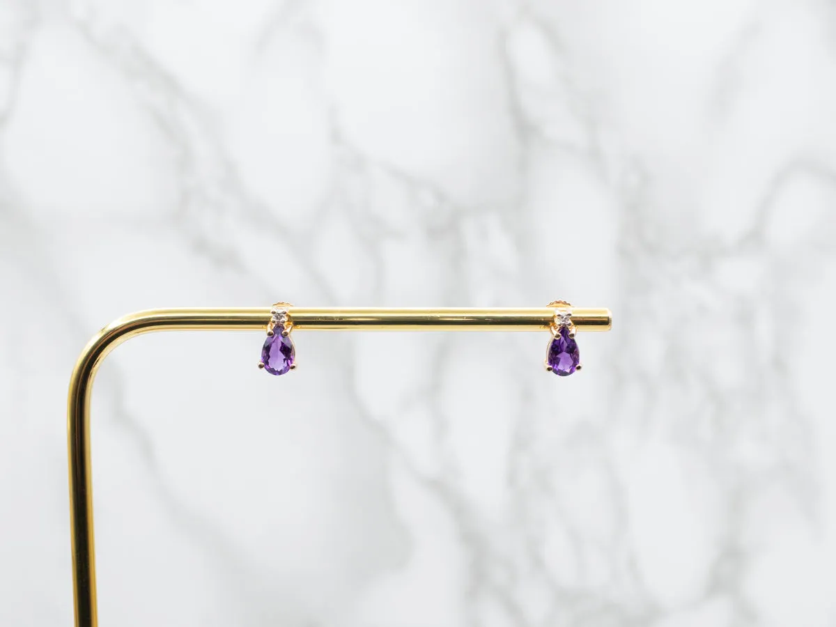 Amethyst and Diamond Stud Earrings