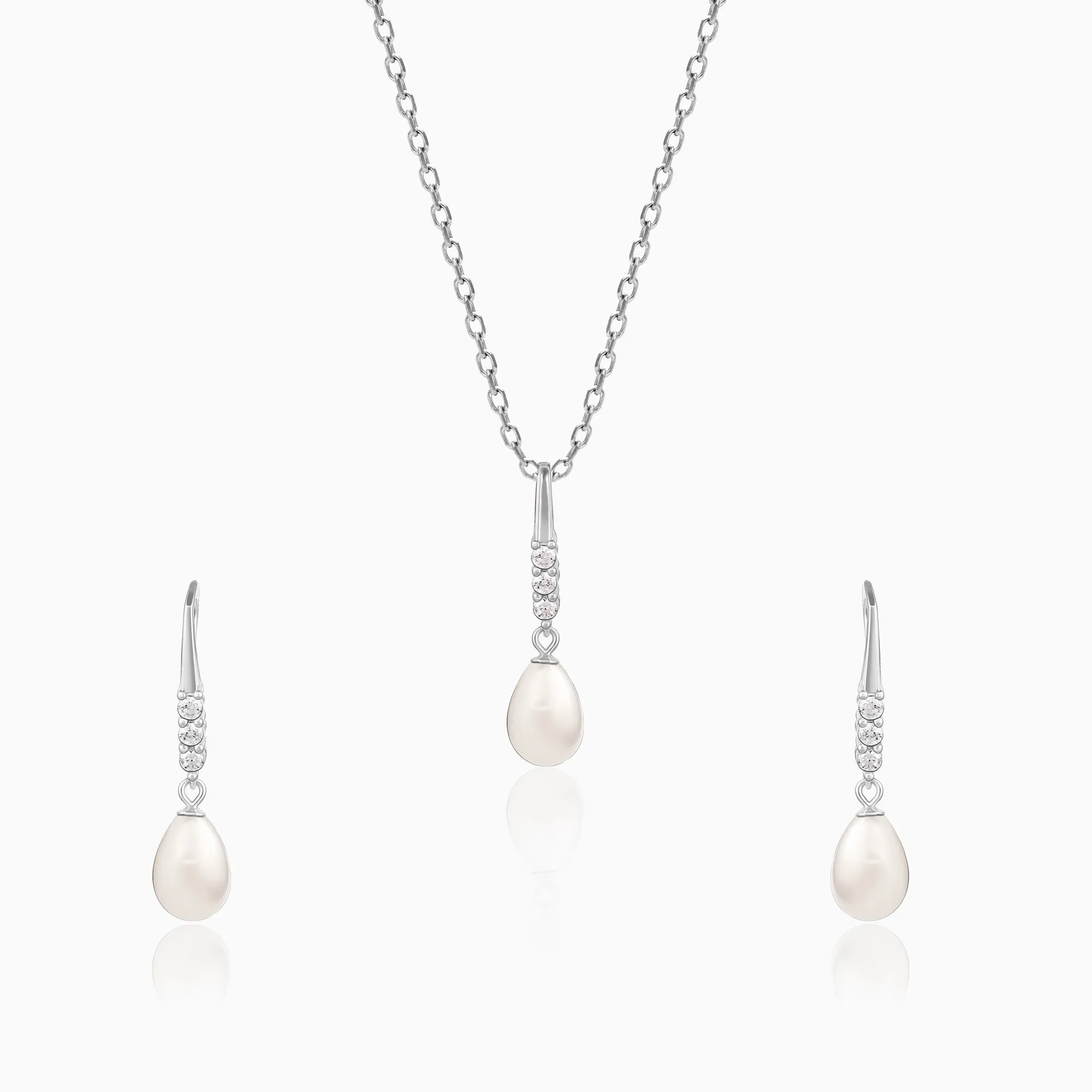 Anushka Sharma Silver Drops of Pearls Set