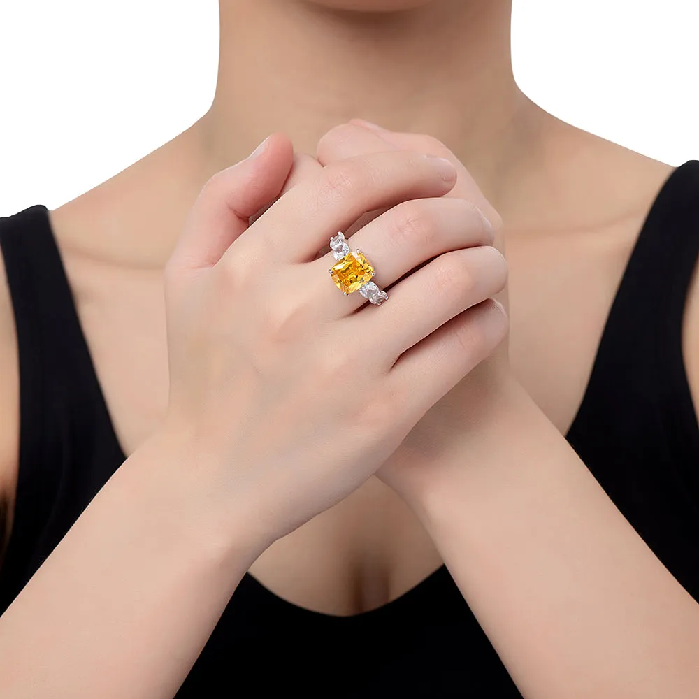 Aqua Topaz and CZ Stone Ring