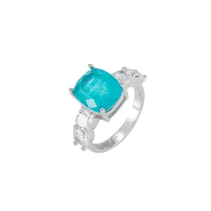 Aqua Topaz and CZ Stone Ring
