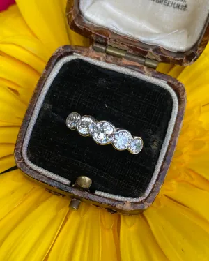 Art Deco Old Cut Diamond Five Stone Ring 1.45ct Platinum