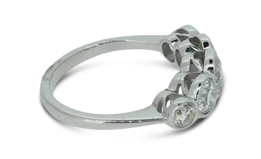 Art Deco Old Cut Diamond Five Stone Ring 1.45ct Platinum
