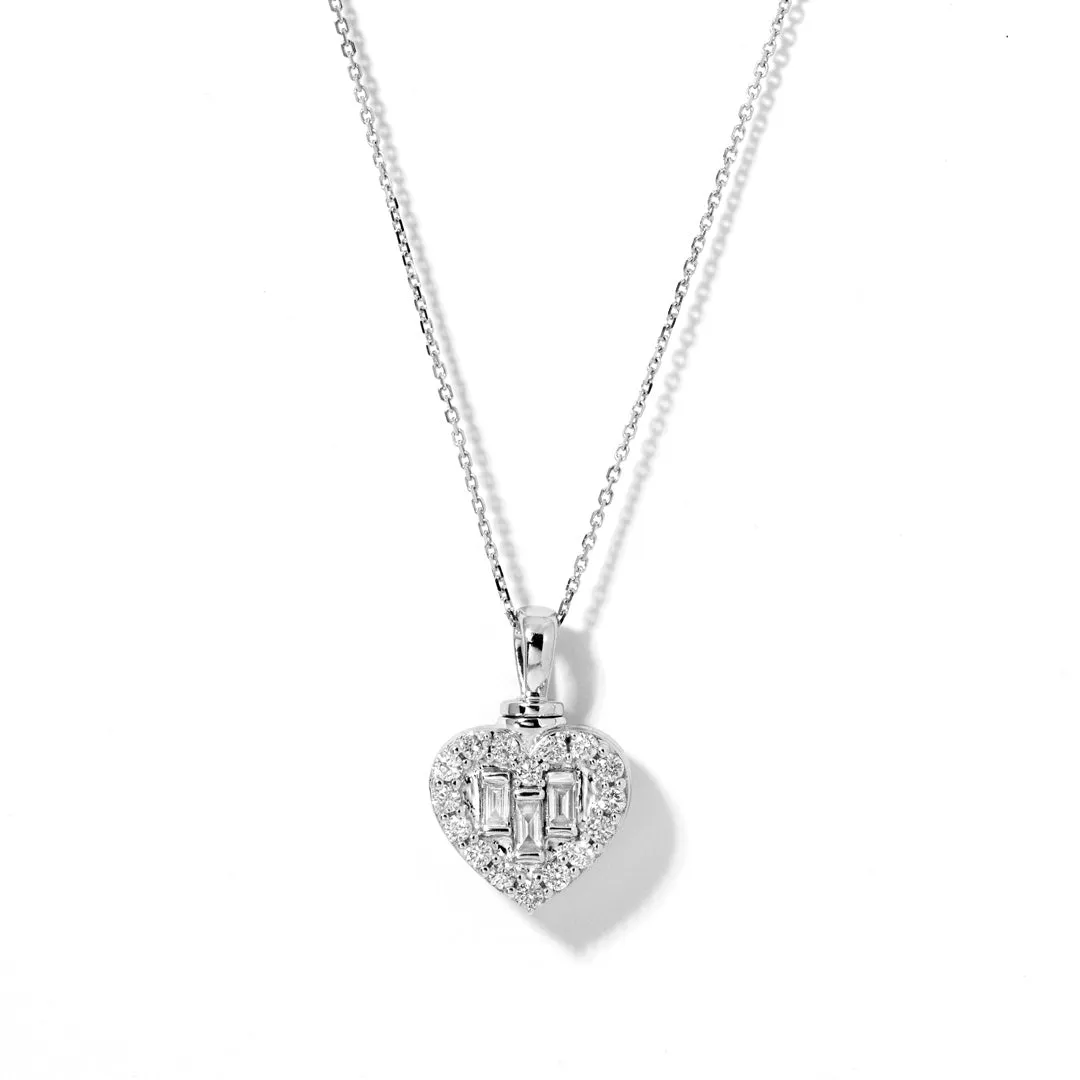 Baguette Heart Memorial Pendant