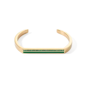 Bangle Cuff Square Stripes gold-green