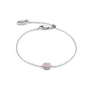 Birthstone October Bracelet Rose Quartz Silver