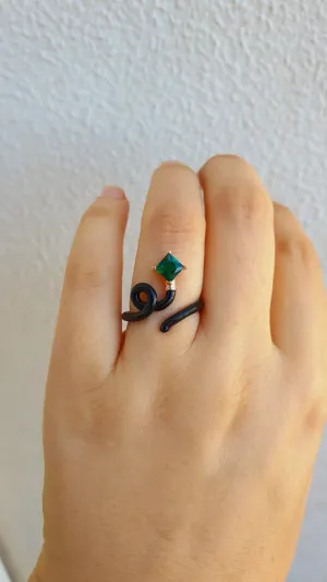Black Iris Adjustable 2 Ring - 925 Sterling Silver