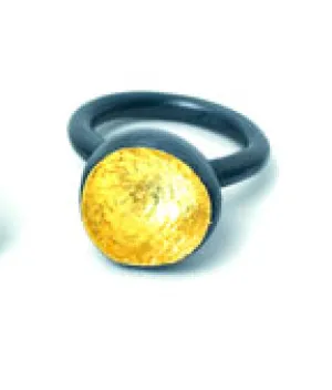 BLOOM Ring with 1 Patinated Bloom and 22k gold leaf