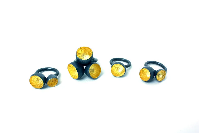 BLOOM Ring with 1 Patinated Bloom and 22k gold leaf