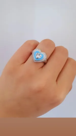 Blue Ares Heart Ring