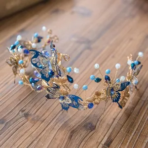 Blue Butterfly Crown  Beads Hair Accessories