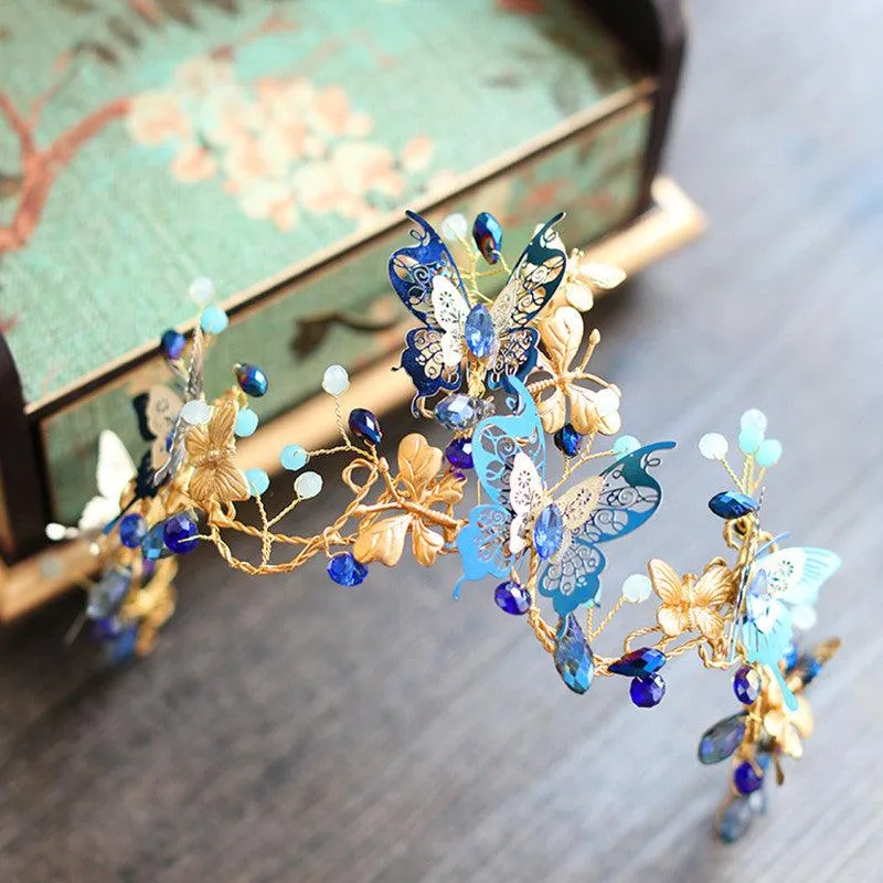 Blue Butterfly Crown  Beads Hair Accessories
