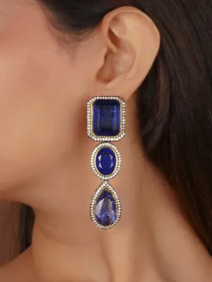 Blue Color Faux Diamond Earrings - CZEAR580BL