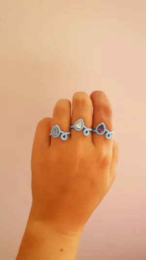Blue Iris 4 Ring - 925 Sterling Silver Adjustable