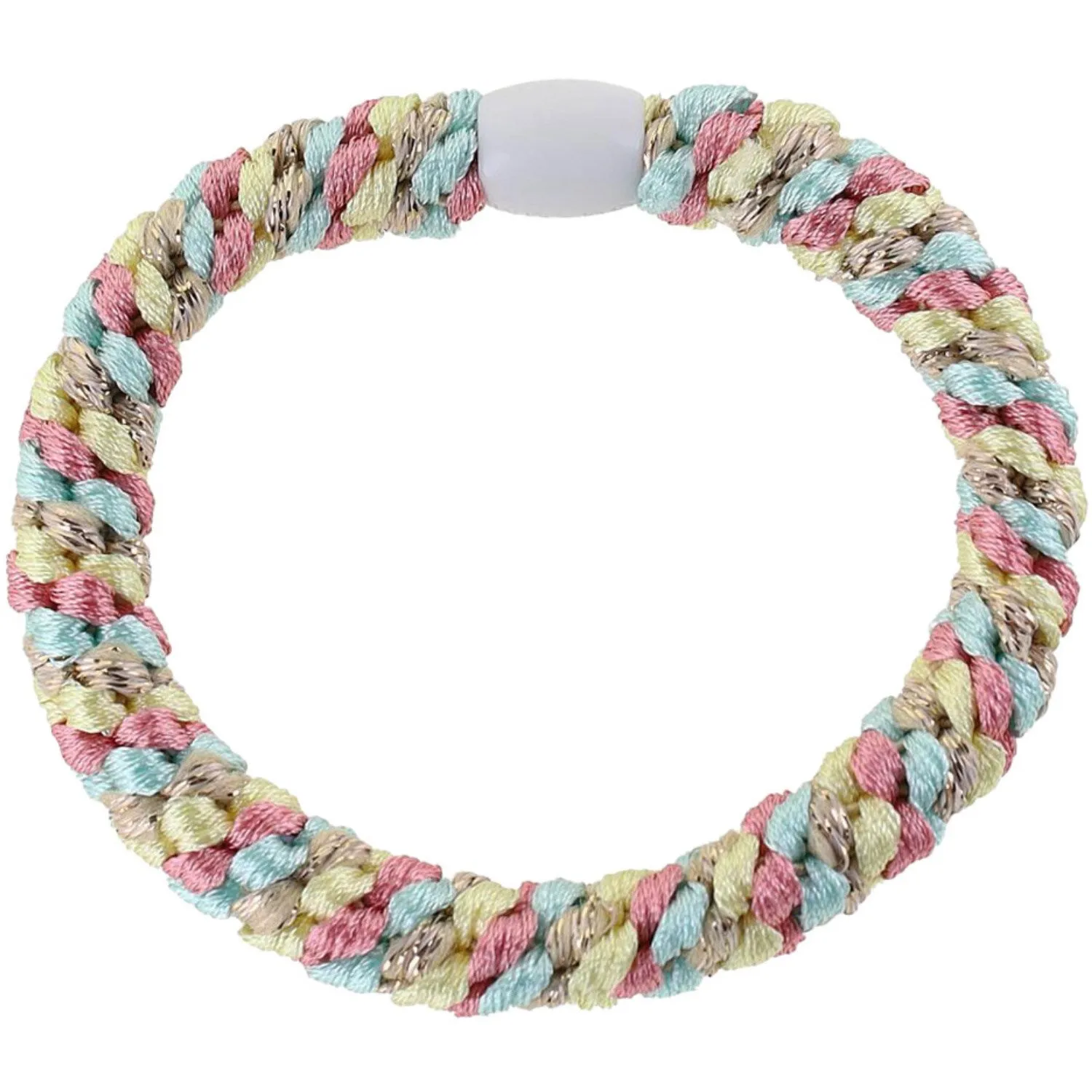 Bow's by St?r Braided Hair Elastic - Multi Light Blue/Pink/Beige Glitter 6-pack